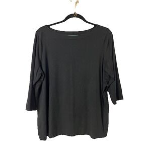 LAUREN RALPH LAUREN Women Size 2X Black  Short Sleeve Shirt Preppy Classic